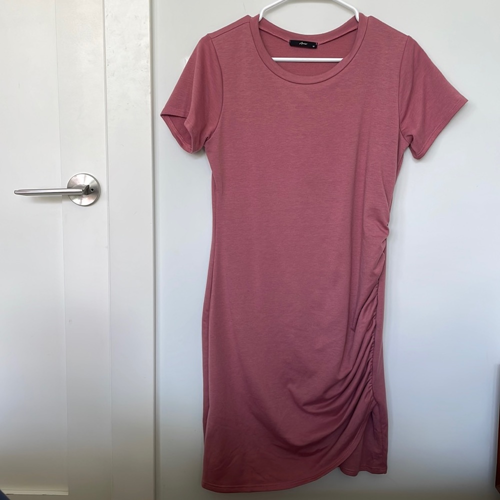 Mauve Wrap Maternity T-Shirt Dress